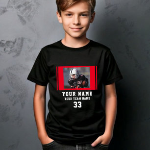 Red Player Name Number Team Photo T-Shirt
