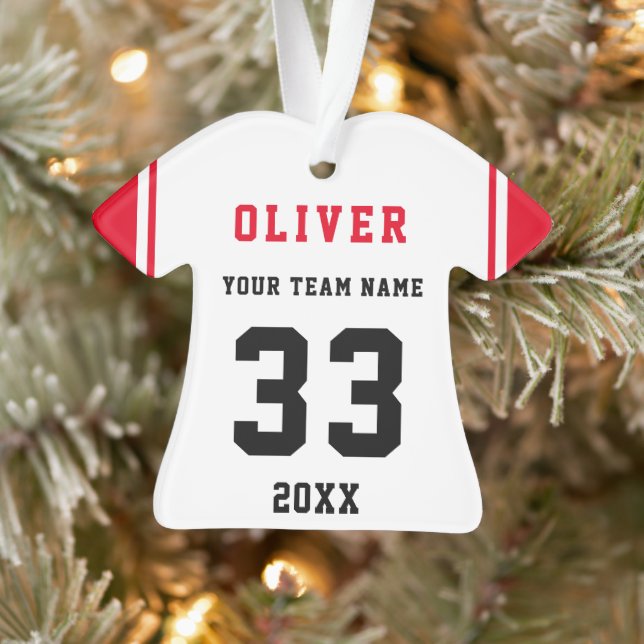 Red Player Name Number Team Sports Kids Keepsake O Ornament (Tree)