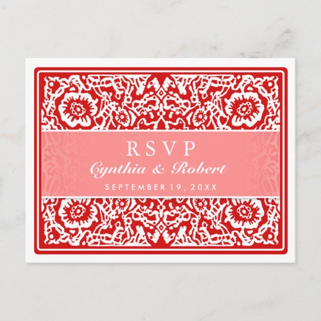 Red Playing Card Matching RSVP Postcard (Front)