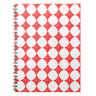 Red Playing Card Symbol Diamond Shape Lino Cut Notebook