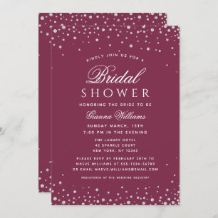 Red Plum Diamonds Modern Luxury Bridal Shower Invitation