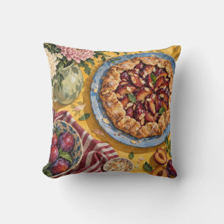 Red Plum Galette Blue Plate Golden Tea Table Cushion