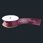 Red Plum White Elegant Wedding Personalised Name Satin Ribbon<br><div class="desc">Red Plum White Elegant Wedding Personalised Name Custom Satin Ribbon features your personalised names in elegant white calligraphy script on a Red Plum background. Personalised by editing the text in the text boxes. Designed by ©Evco Studio www.zazzle.com/store/evcostudio</div>