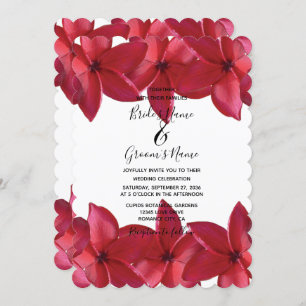 Red Plumeria Frangipani Wedding Invitations