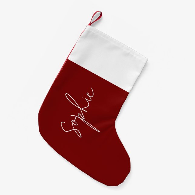 Red Plush Christmas Stocking,Personalised  Small Christmas Stocking (Front (Hanging))