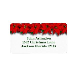 Red Poinsetta Address Labels