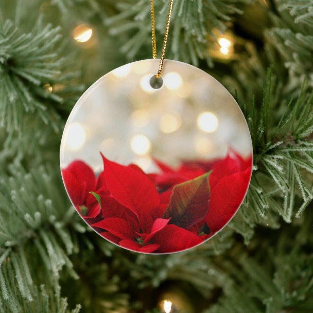 Red Poinsetta Ceramic Ornament (Tree)