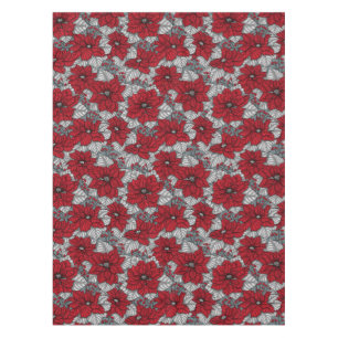 Red poinsettia and berries, Christmas design Tablecloth