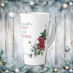 Red Poinsettia Bouquet Merry Little Christmas Latte Mug