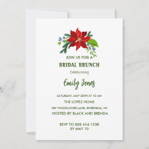 Red Poinsettia, Bridal Brunch Invitation