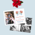 Red Poinsettia Chinoiserie Photo Collage Christmas Holiday Card<br><div class="desc">** Photo credit: Photography © Storytree Studios, Stanford, CA ** / Chic holiday card design featuring a watercolor poinsettia plant in a ginger jar bowl. There is space for a single photo on the front and a single letter monogram. The reverse side features a photo grid with space for a...</div>