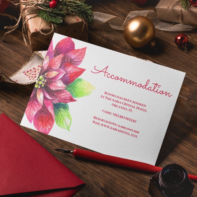 Red Poinsettia Christmas Accommodation Enclosure Card (Creator Uploaded)