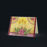 Red Poinsettia Christmas Candles Card<br><div class="desc">Traditional poinsettias and candles decorate this holiday card. The design is from an original painting.</div>