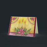 Red Poinsettia Christmas Candles Card<br><div class="desc">Traditional poinsettias and candles decorate this holiday card. The design is from an original painting.</div>