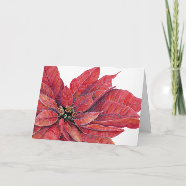 Red Poinsettia Christmas Cards (Front)