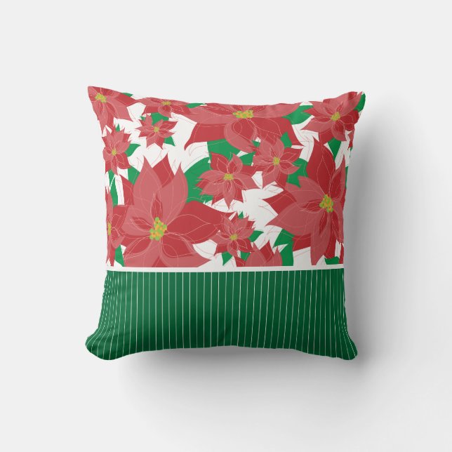 Red Poinsettia Christmas Cushion (Front)