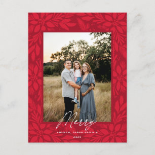 Red Poinsettia Christmas Design Holiday Postcard