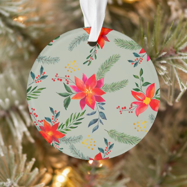  Red Poinsettia Christmas Floral Ornament (Tree)
