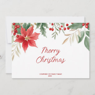 Red Poinsettia Christmas Holiday Card