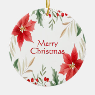 Red Poinsettia Christmas Holiday Ornament