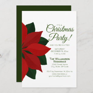 Red Poinsettia Christmas Party Invitation