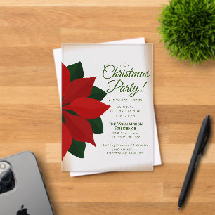 Red Poinsettia Christmas Party Invitation