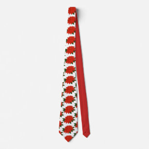 Red Poinsettia Christmas Tie