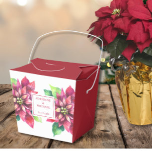Red Poinsettia Christmas Wedding Favour Box