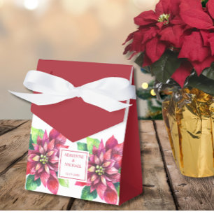 Red Poinsettia Christmas Wedding Favour Box
