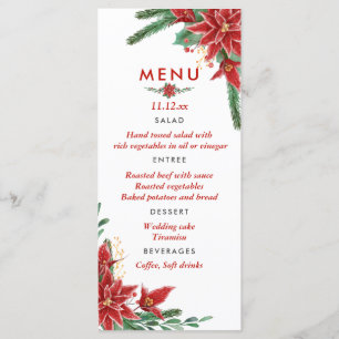 Red Poinsettia Christmas Wedding Menu