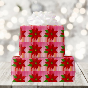 Red Poinsettia Christmas Wrap Paper