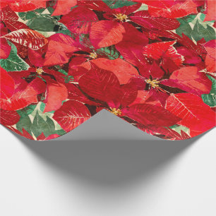 Red Poinsettia Christmas Wrapping Paper