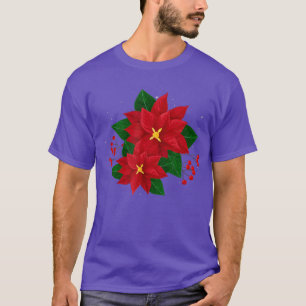 Red Poinsettia Christmas  Xmas Poinsettia Flower P T-Shirt