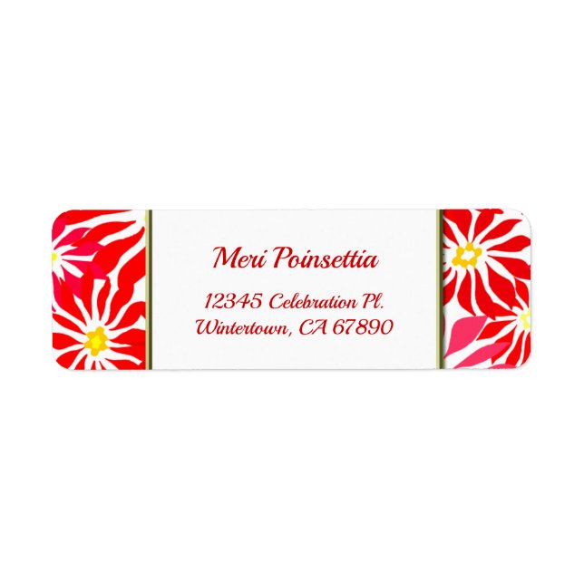 Red Poinsettia Editable Return Address Label (Front)