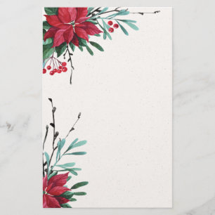 Red Poinsettia Elegant Holiday Stationery