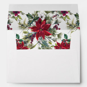 Red Poinsettia Floral Christmas for 5x7 card Envelope