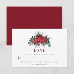 Red Poinsettia Floral Christmas Party RSVP Card