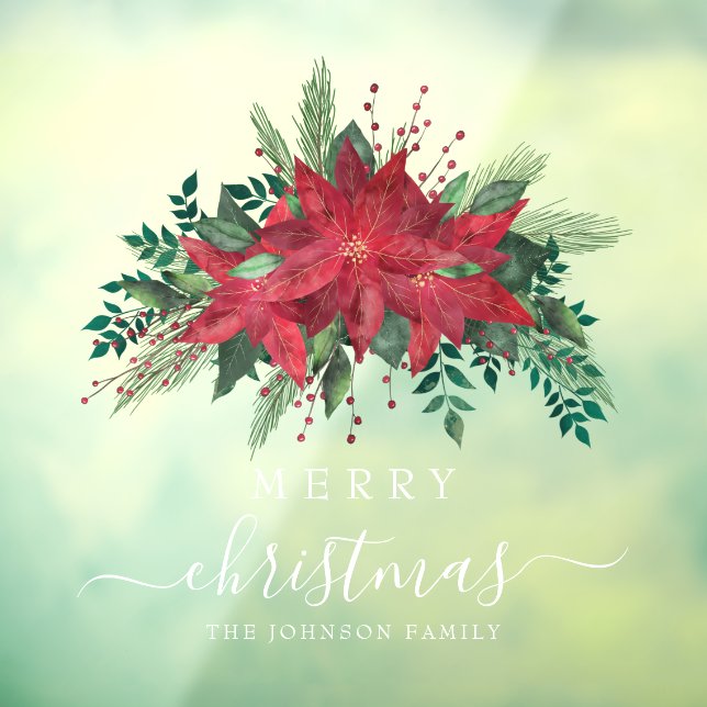 Red Poinsettia Floral Merry Christmas  (Sheet 3)