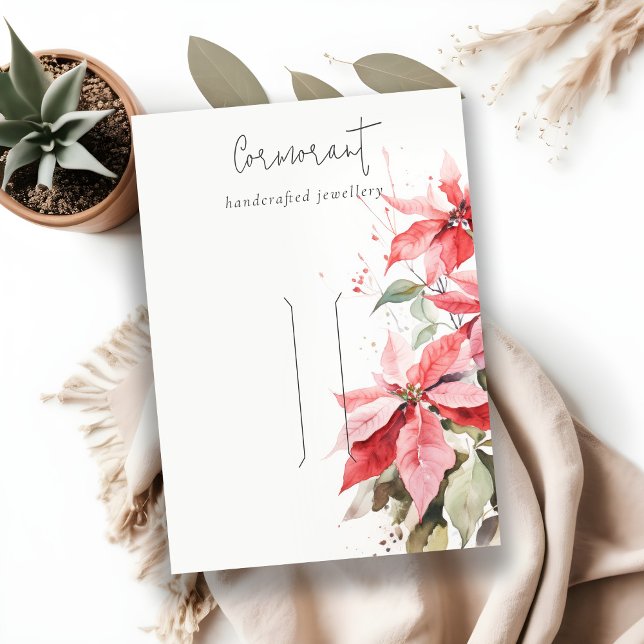 Red Poinsettia Florals Christmas Hair pin Holder Business Card (Creator Uploaded)