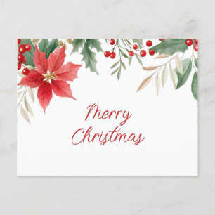 Red Poinsettia Holiday Christmas Postcard