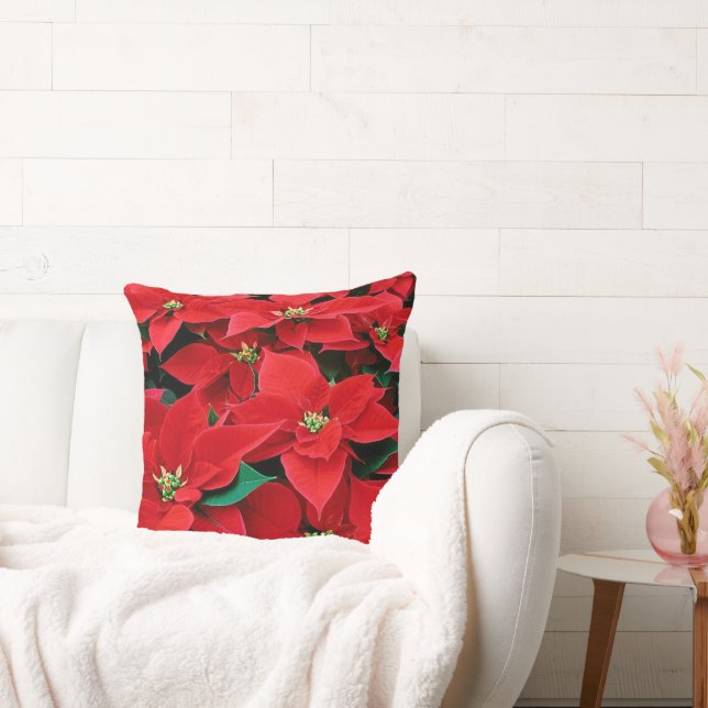 Red Poinsettia Holiday Cushion (Couch)