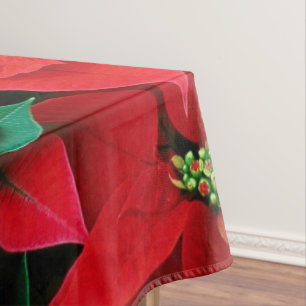 Red Poinsettia Holiday Tablecloth