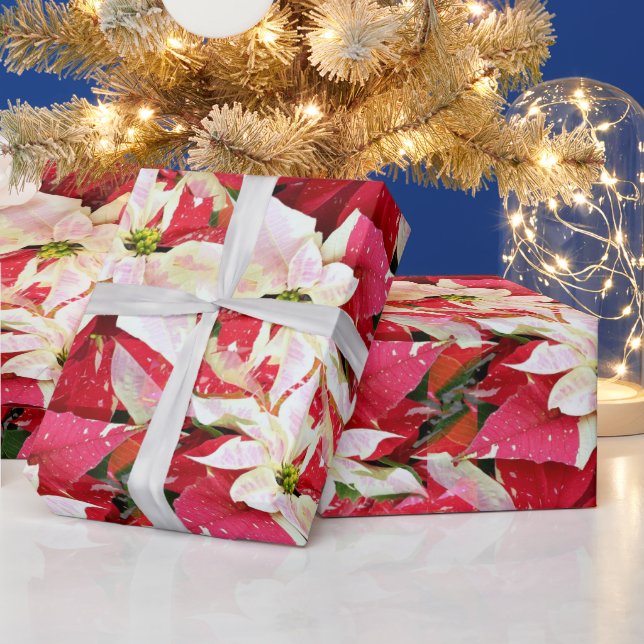 Red Poinsettia Holiday Wrapping Paper (Holidays)