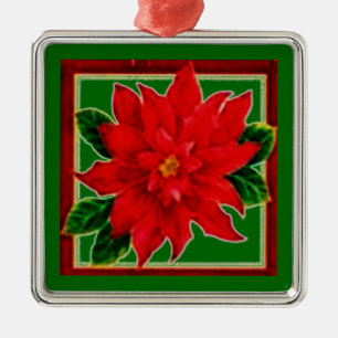 Red Poinsettia Metal Tree Decoration