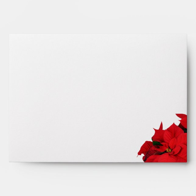 Red Poinsettia on White Wedding Envelope (Front)