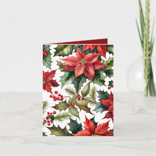 Red Poinsettia Photo & Festive Fact Christmas Card