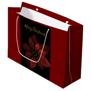 Red Poinsettia Red Large Gift Bag 