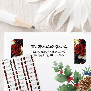 Red Poinsettia Return Address Label