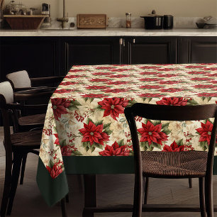 Red Poinsettia Tablecloth Classic Holiday Decor