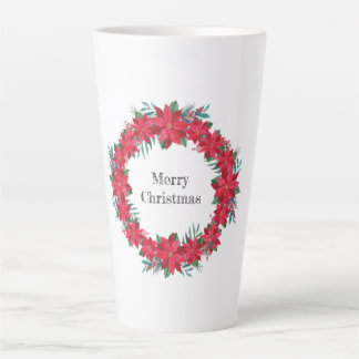 Red Poinsettia Wreath Latte Mug